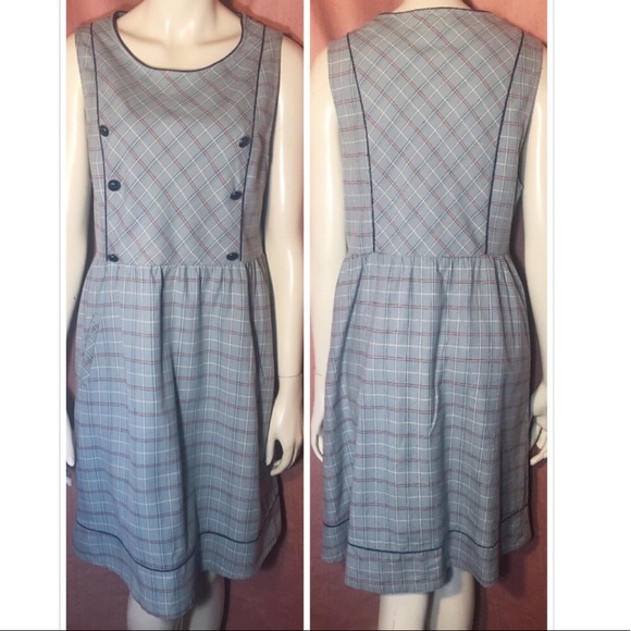 Cooperative Dresses & Skirts - UO 50s 60s Vintage Button Blue Pink Plaid Dress